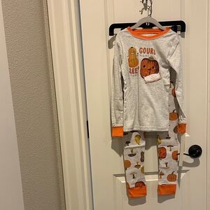 Carter's Gray and Orange Pumpkin Pajama Set